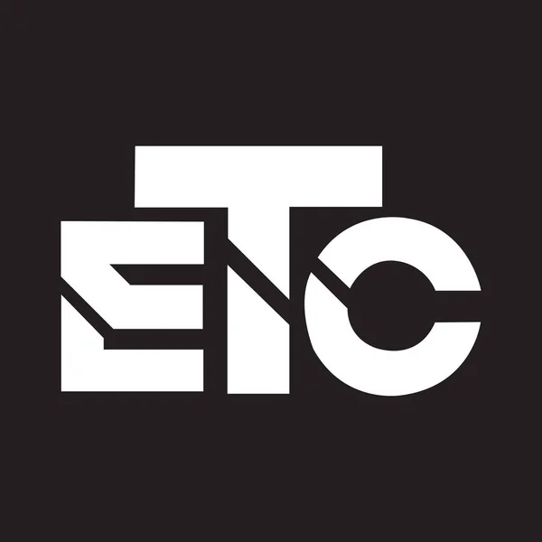 Etc Lettre Logo Design Sur Fond Noir Etc Initiales Créatives — Image vectorielle