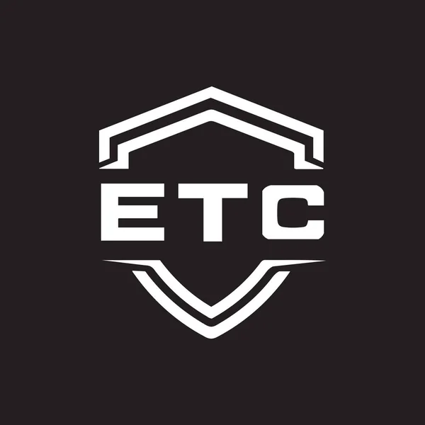 Etc Brev Logotyp Design Svart Bakgrund Etc Kreativa Initialer Brev — Stock vektor