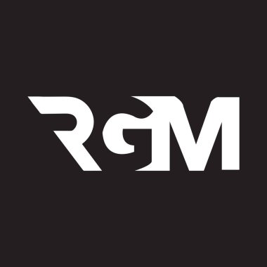 Siyah arkaplan üzerine RGM harf logosu tasarımı. RGM yaratıcı harflerin baş harfleri logo kavramı. RGM harf tasarımı.. 