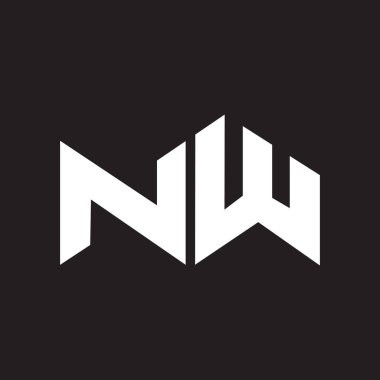 Siyah arkaplan üzerine NW harf logosu tasarımı. NW yaratıcı harfler harfi logosu. NW harf tasarımı.. 