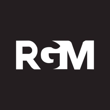 Siyah arkaplan üzerine RGM harf logosu tasarımı. RGM yaratıcı harflerin baş harfleri logo kavramı. RGM harf tasarımı.. 