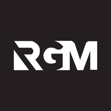 Siyah arkaplan üzerine RGM harf logosu tasarımı. RGM yaratıcı harflerin baş harfleri logo kavramı. RGM harf tasarımı.. 