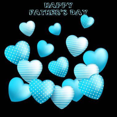 Babalar Günü tebrik kartı, satış vektörü. Erkek gömleği ve mavi kravatlı metin, taç ve bıyıklı