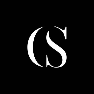 Siyah arka planda CS harfi logo tasarımı. CS yaratıcı harflerin baş harfleri logo kavramı. CS harf tasarımı. 