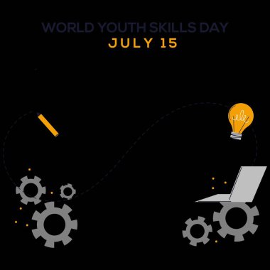 Gençlik Yetenekleri Günü Arkaplan, Poster ve Sancak Tasarımı İllüstrasyonu. beceri simgesi tasarımı için iyi bir şablon.