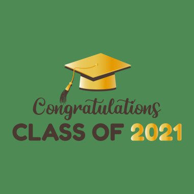 Tebrikler vektör konsepti. 2021 mezuniyet töreni davetiyesi, parti, lise ya da üniversite yıllığı tasarımı sınıfı..