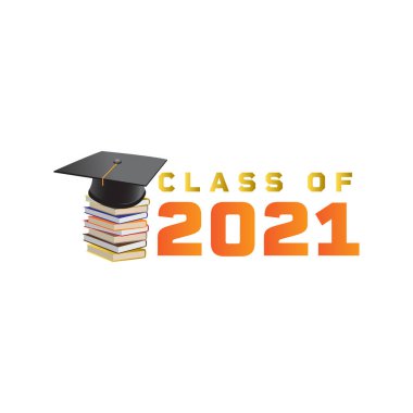 Tebrikler vektör konsepti. 2021 mezuniyet töreni davetiyesi, parti, lise ya da üniversite yıllığı tasarımı sınıfı..