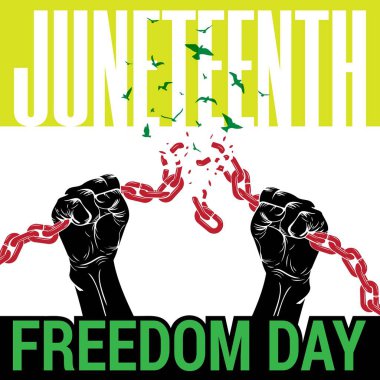 Juneteenth benim Bağımsızlık Günüm. 19 Haziran 1865. Banner ve Flag 'in Tasarımı. Vektör İllüstrasyonu.