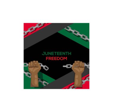 Juneteenth benim Bağımsızlık Günüm. 19 Haziran 1865. Banner ve Flag 'in Tasarımı. Vektör İllüstrasyonu.