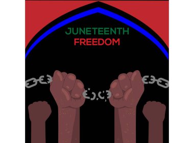 Juneteenth benim Bağımsızlık Günüm. 19 Haziran 1865. Banner ve Flag 'in Tasarımı. Vektör İllüstrasyonu.