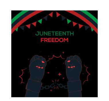 Juneteenth benim Bağımsızlık Günüm. 19 Haziran 1865. Banner ve Flag 'in Tasarımı. Vektör İllüstrasyonu.