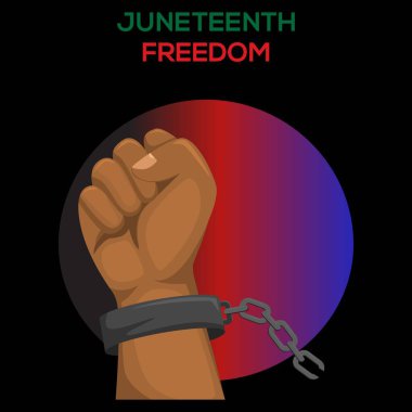 Juneteenth benim Bağımsızlık Günüm. 19 Haziran 1865. Banner ve Flag 'in Tasarımı. Vektör İllüstrasyonu.