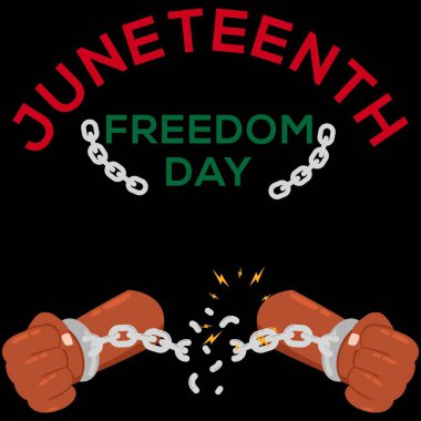 Juneteenth benim Bağımsızlık Günüm. 19 Haziran 1865. Banner ve Flag 'in Tasarımı. Vektör İllüstrasyonu.