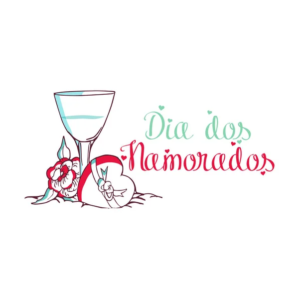 Dia Dos Namorados Modèle Carte Vœux Avec Texte Typographique Heureux — Image vectorielle