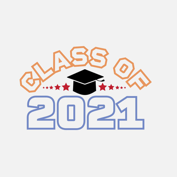 Congrats Graduates vector concept.Class of 2021 design for graduation ceremony invitation, party, high school or college yearbook.