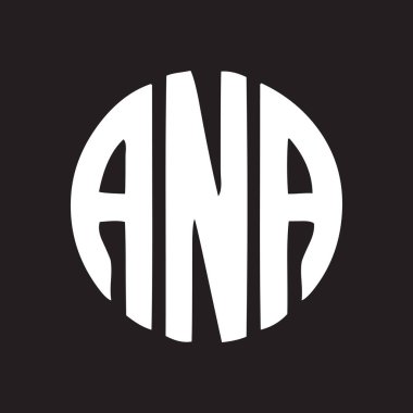 Siyah arkaplan üzerinde ANA harf logosu tasarımı. ANA yaratıcı harflerin baş harfleri logo kavramı. ANA harf tasarımı.. 
