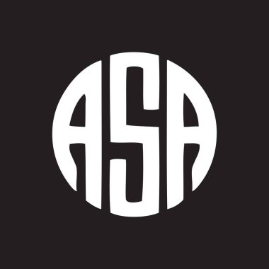 ASA 'nın siyah arkaplan üzerindeki logo tasarımı. SA yaratıcı harflerin baş harfleri logo kavramı. SA harf tasarımı. 