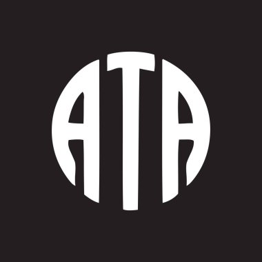 ATA 'nın siyah arkaplan üzerindeki logo tasarımı. ATA yaratıcı harflerin baş harfleri logo kavramı. ATA harf tasarımı.. 