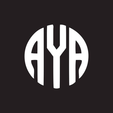 Siyah arkaplan üzerinde AYA harf logosu tasarımı. YA yaratıcı harf logosu kavramı. YA harf tasarımı.. 