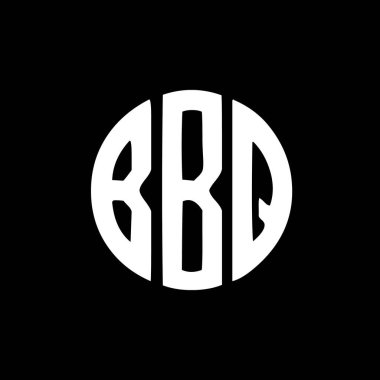 Siyah arka planda barbekü harfi logosu tasarımı. BBQ yaratıcı harf logosu konsepti. BBQ harf tasarımı. 