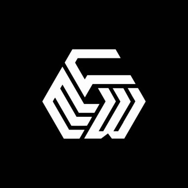 Siyah arka planda ECW harf logosu tasarımı. ECW yaratıcı harflerin baş harfleri logo kavramı. ECW harf tasarımı. 
