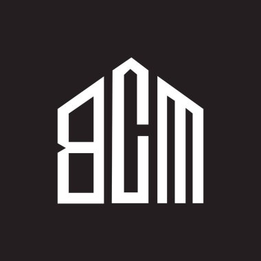 Siyah arkaplanda BCM harf logosu tasarımı. BCM yaratıcı harflerin baş harfleri logo kavramı. BCM harf tasarımı. 