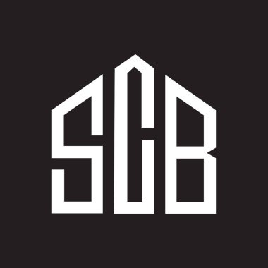 Siyah arkaplan üzerinde SCB harfi logo tasarımı. CB yaratıcı harflerin baş harfleri logo kavramı. CB harf tasarımı.. 
