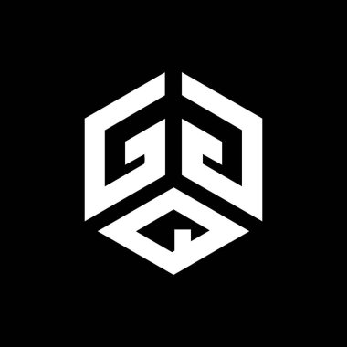 Siyah arka planda GGQ harf logosu tasarımı. GGQ yaratıcı harflerin baş harfleri logo kavramı. GGQ harf tasarımı. 