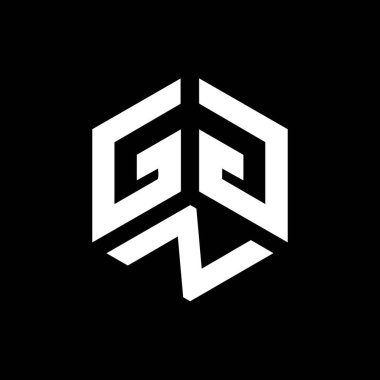 Siyah arka planda GGZ harf logosu tasarımı. GGZ yaratıcı harflerin baş harfleri logo kavramı. GGZ harf tasarımı. 
