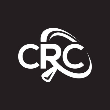 Siyah arkaplan üzerine CRC harf logosu tasarımı. CRC yaratıcı harflerin baş harfleri logo kavramı. CRC harf tasarımı. 