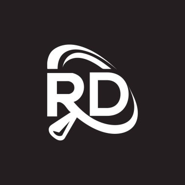 Siyah arkaplan üzerinde RD harf logosu tasarımı. RD yaratıcı harflerin baş harfleri logo kavramı. RD harf tasarımı.. 