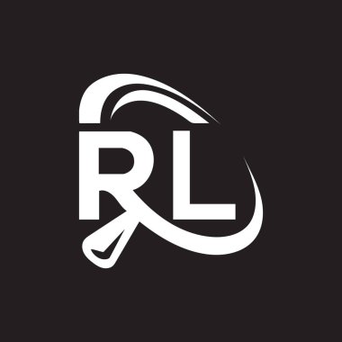 Siyah arkaplan üzerine RL harf logosu tasarımı. RL yaratıcı harflerin baş harfleri logo kavramı. RL harf tasarımı.. 