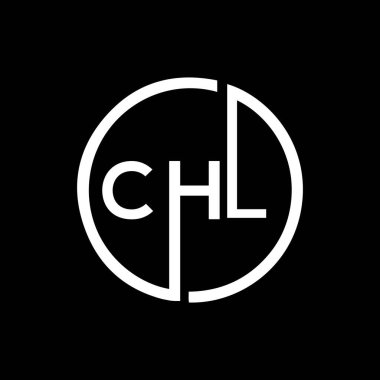 Siyah arka planda CHL harf logosu tasarımı. CHL yaratıcı harflerin baş harfleri logo kavramı. CHL harf tasarımı. 