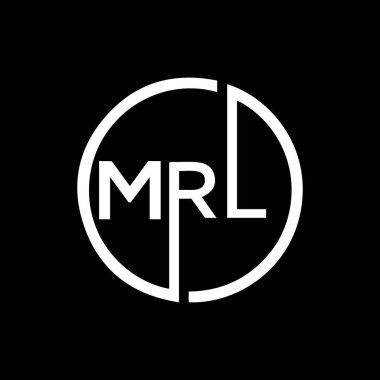 Siyah arka planda MRL harf logosu tasarımı. MRL yaratıcı harflerin baş harfleri logo kavramı. MRL harf tasarımı. 