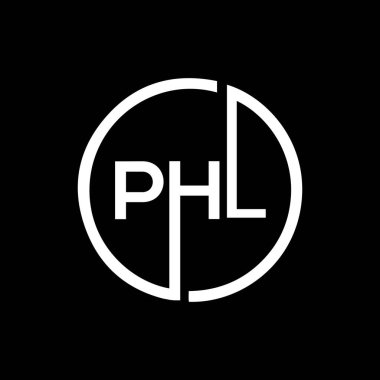 Siyah arkaplan üzerinde PHL harf logosu tasarımı. PHL yaratıcı harflerin baş harfleri logo kavramı. PHL harf tasarımı. 