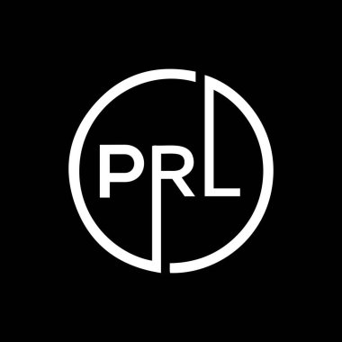 Siyah arkaplanda PRL harf logosu tasarımı. PRL yaratıcı harflerin baş harfleri logo kavramı. PRL harf tasarımı. 