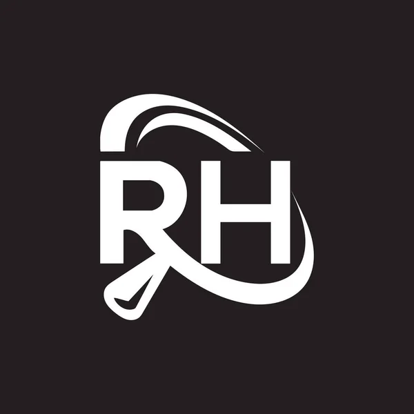黒の背景にRhの手紙のロゴのデザインRhの創造的なイニシャルの手紙のロゴのコンセプトRhの手紙のデザイン — ストックベクタ