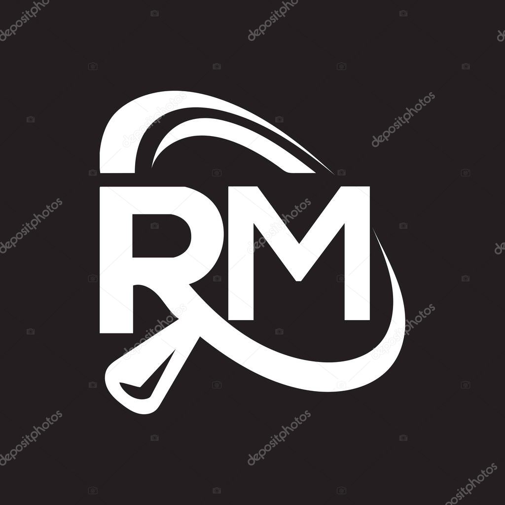 RM letter logo design on black background.RM creative initials letter logo concept.RM letter design. 