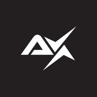 Siyah arkaplan üzerinde AX harfli logo tasarımı. Yaratıcı harflerin baş harfleri. Harf logosu kavramı.. 