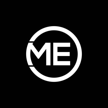 Siyah arka planda ME harfi logo tasarımı. Yaratıcı baş harfler logo konsepti. ME harf tasarımı. 