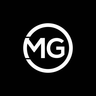 Siyah arkaplanda MG harfi logo tasarımı. MG yaratıcı harf logosu konsepti. MG harf tasarımı. 