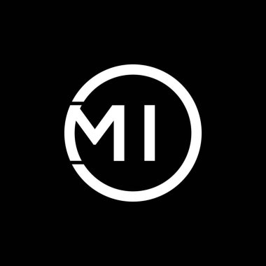 Siyah arka planda MI harfi logo tasarımı. MI yaratıcı harfler logosu konsepti. MI harf tasarımı. 