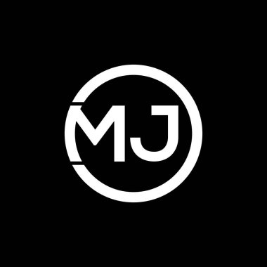 Siyah arka planda M.J. harfi logo tasarımı. M.J. yaratıcı harflerin baş harfleri logo kavramı. MJ harf tasarımı. 