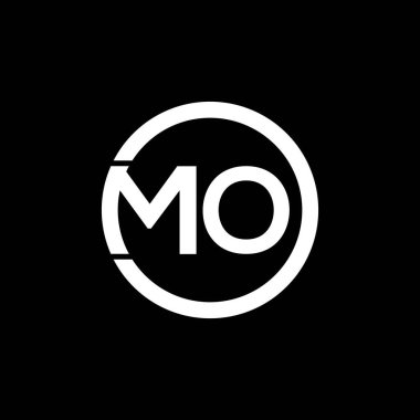 Siyah arka planda MO harf logosu tasarımı. Yöntem yaratıcı harf logosu konsepti. MO harf tasarımı. 