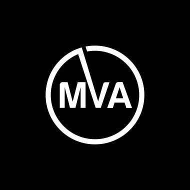 Siyah arka planda MVA harf logosu tasarımı. MVA yaratıcı harf logosu konsepti. MVA harf tasarımı. 