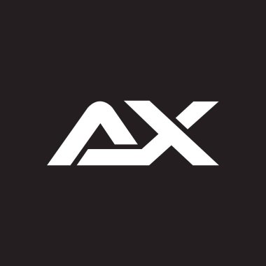 Siyah arkaplan üzerinde AX harfli logo tasarımı. Yaratıcı harflerin baş harfleri. Harf logosu kavramı.. 