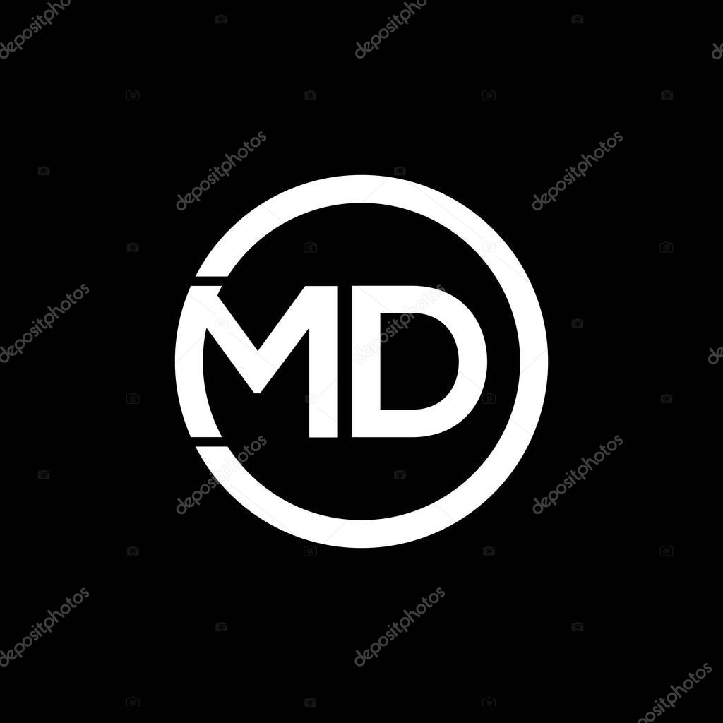 MD letter logo design on black background. MD creative initials letter logo concept. MD letter design.