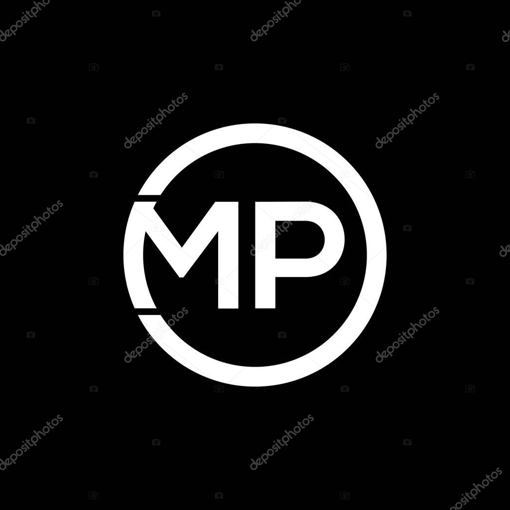 MP letter logo design on black background. MP creative initials letter logo concept. MP letter design.