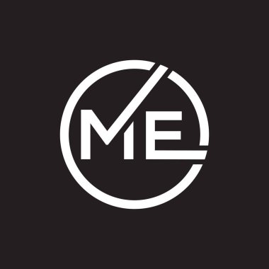 Siyah arkaplan üzerinde ME harfi logo tasarımı. ME yaratıcı harflerin baş harfleri logo kavramı. ME harf tasarımı.. 