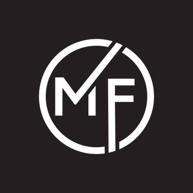 Siyah arkaplan üzerine MF harf logosu tasarımı. MF yaratıcı harflerin baş harfleri logo kavramı. MF harf tasarımı.. 